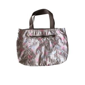 LeSportsac Tote Wallet Set Pink Floral Hearts Reversible Nylon Y2K Kawaii